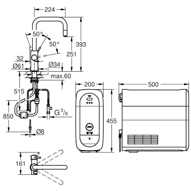 Kezdő szett álló  GROHE BLUE HOME 31543DC0