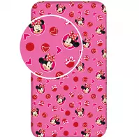 Elasztikus lepedő, 90x200 Minnie Hearts 02