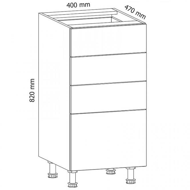 Konyhaszekrény Gardena D40S4 grey