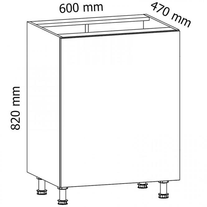Konyhaszekrény Gardena D60 P szürke