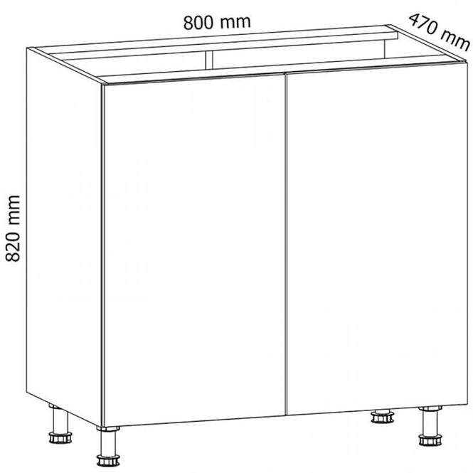Konyhaszekrény Gardena D80 szürke