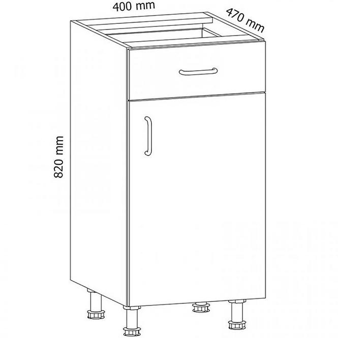 Konyhaszekrény Linea D40S1 grey