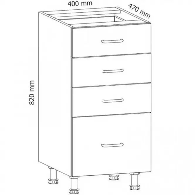Konyhaszekrény Linea D40S4 grey
