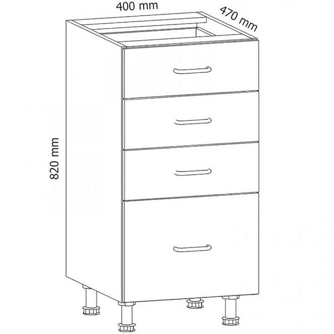 Konyhaszekrény Linea D40S4 grey,2
