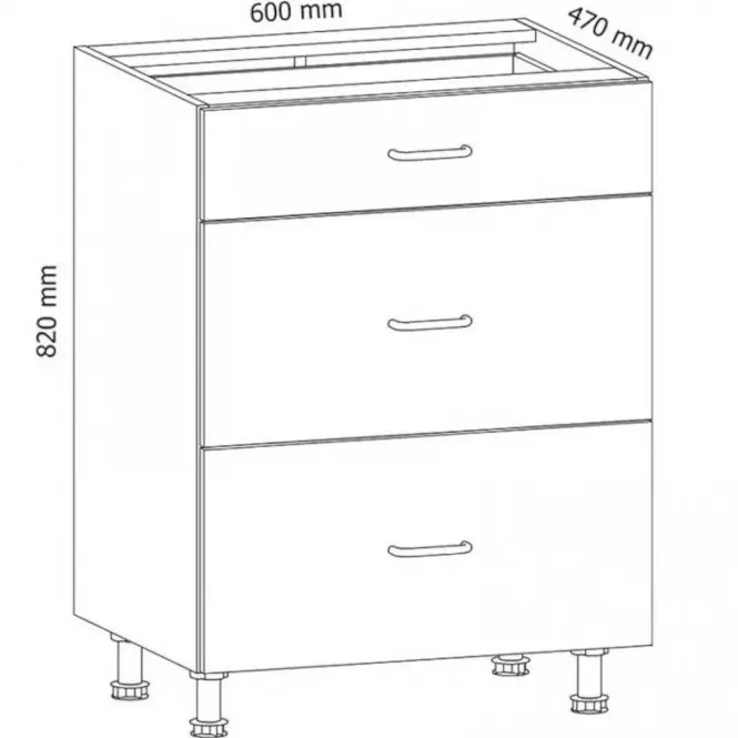 Konyhaszekrény Linea D60S3 grey