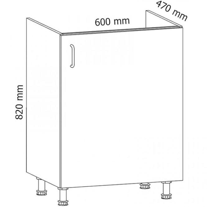 Konyhaszekrény Linea D60Z grey,2