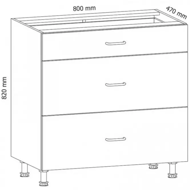 Konyhaszekrény Linea D80S3 grey