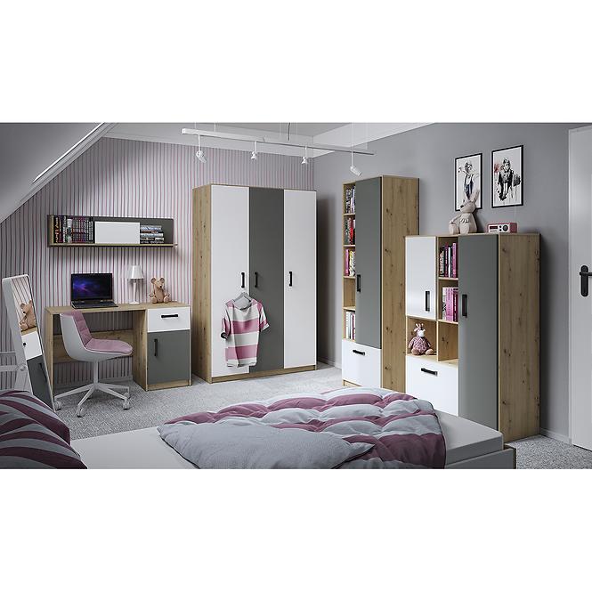 Íróasztal Fini 08 tölgy artisan/fehér/antracit,9