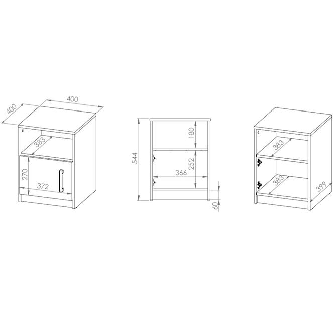 Éjjeliszekrény Fini 11 tölgy artisan/fehér/antracit