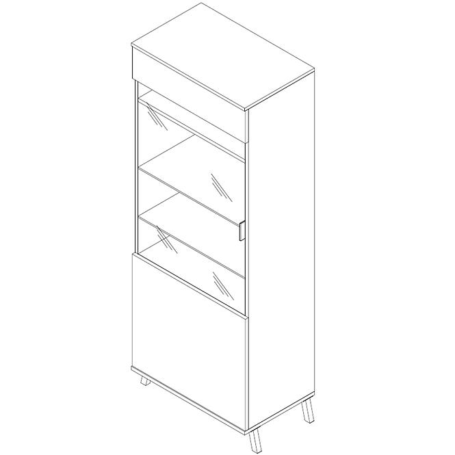 Vitrin 2 bal John tölgy lefkas/fekete