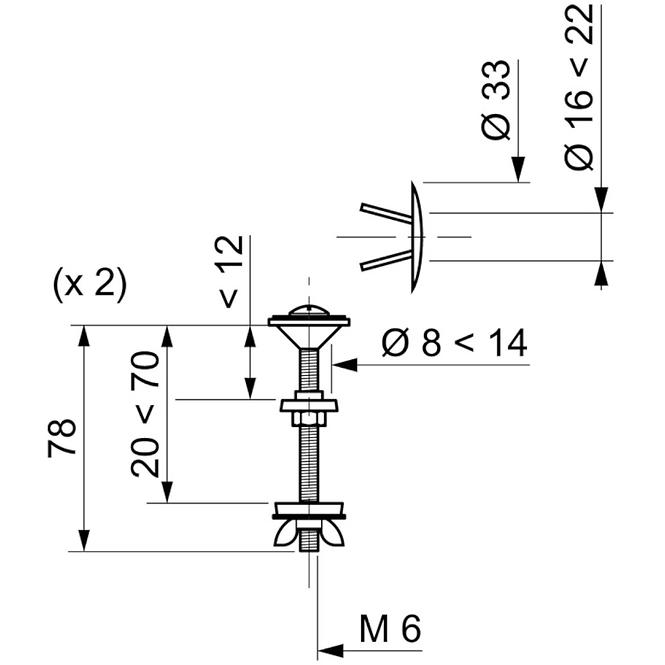 Csavarok a WC-tartály rögzítéséhez Compact L-78 mm