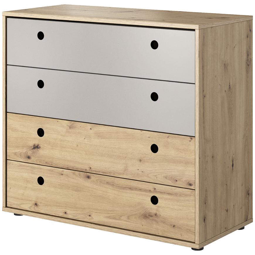 Komód 4S Kuki tölgy artisan/platinum szürke