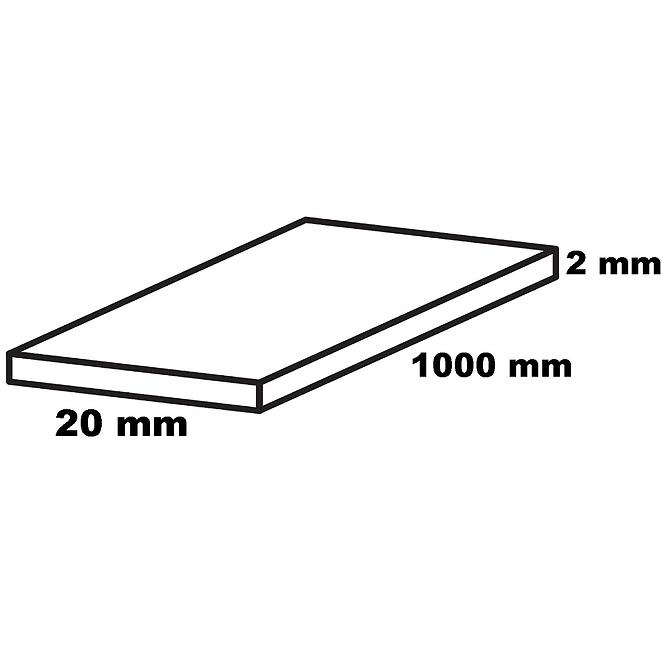 Profil lapos alumínium fekete 20x2x1000