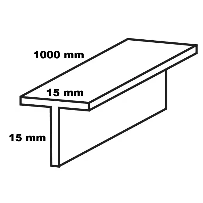 Profil forma T alumínium fekete 15x15x1000
