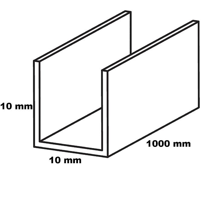 Profil U-alakú alumínium ezüst 10x10x1000