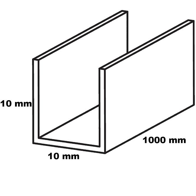 Profil U-alakú alumínium ezüst 10x10x1000,2