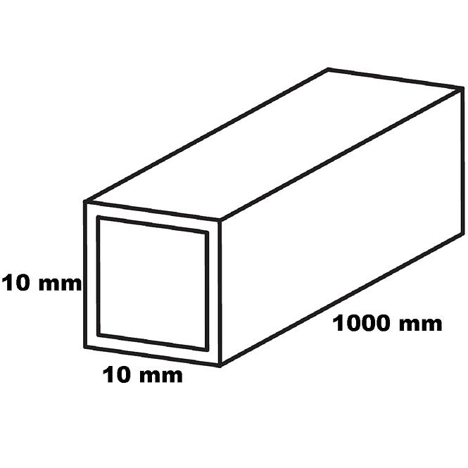 Téglalap alakú alumínium ezüst cső 10x10x1000