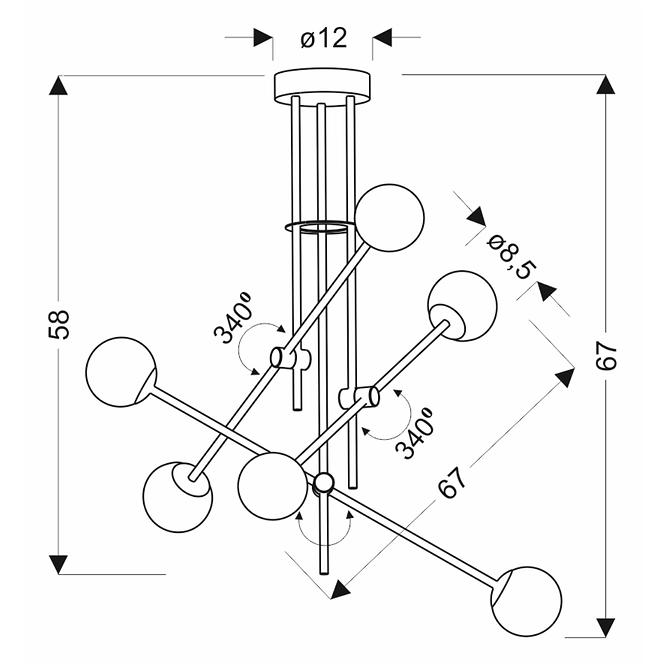 Lámpa A0032-360 Paksos 6 X Max 5W G9