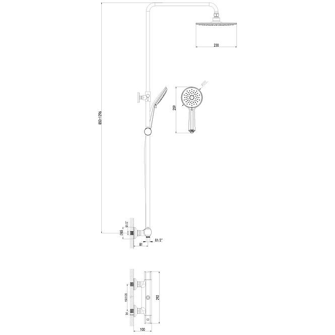 Zuhanyrendszer termosztáttal Vivaldi fekete,3