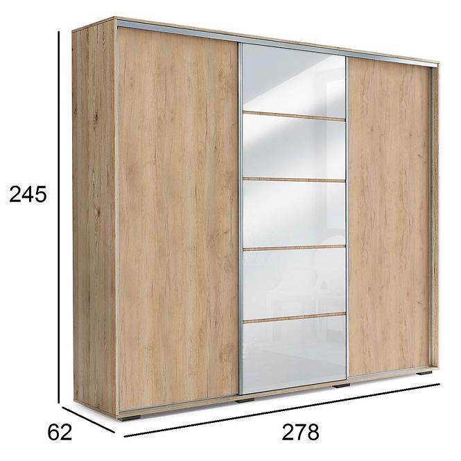 Szekrény Alicja A28 0,4 Craft arany/fehér Lacobel