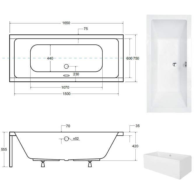 Kád Quadro 165/75