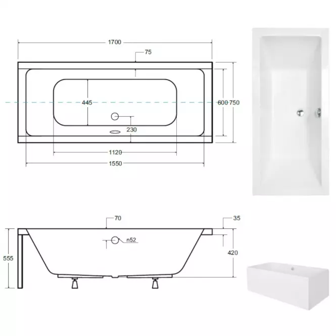 Kád Quadro 170/75