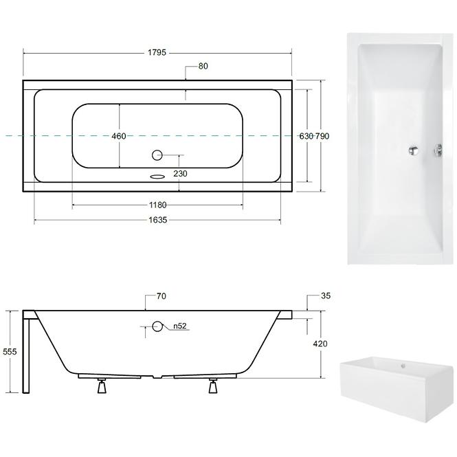 Kád Quadro 180/80