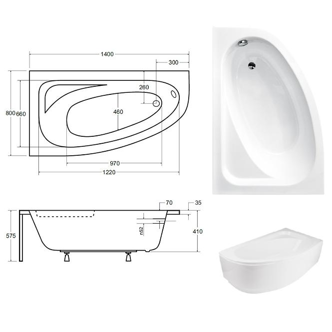 Kád Cornea 140/80 L