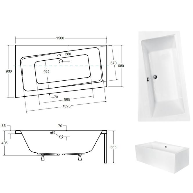 Kád Infinity 150/90 L + kádláb