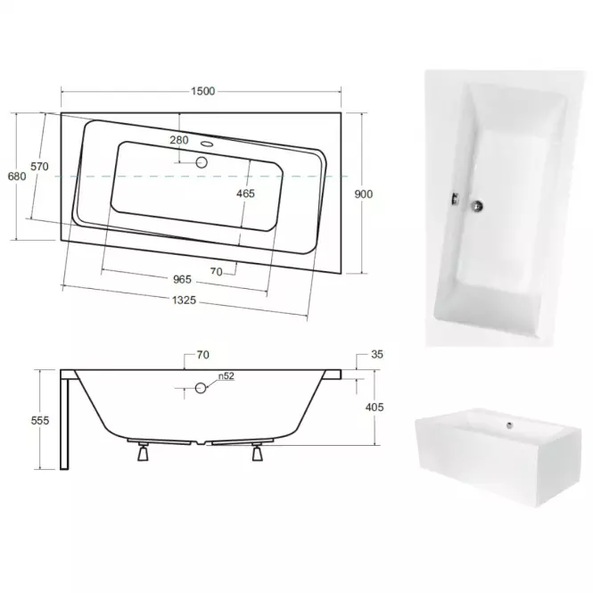 Kád Infinity 150/90 P + kádláb