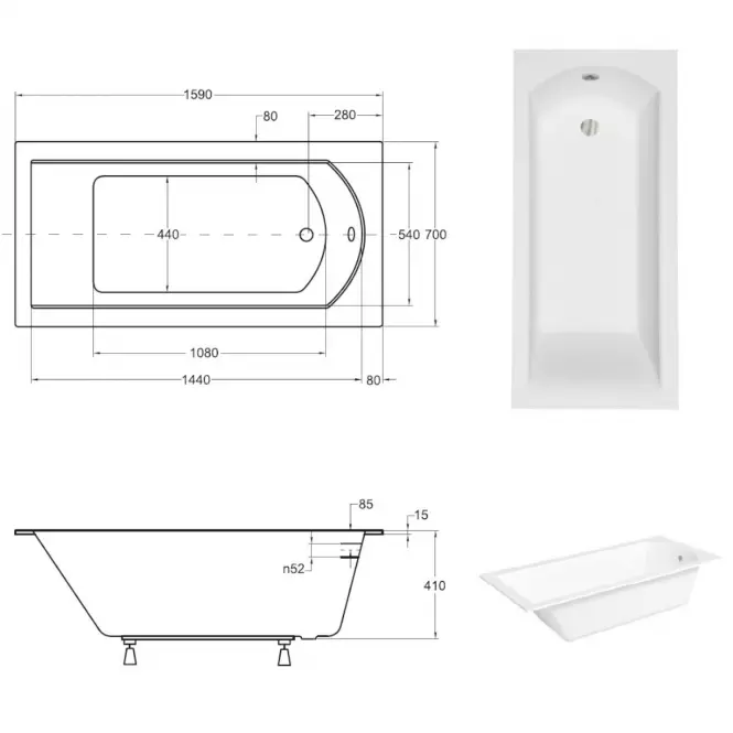 Kád Shea Slim 160/70