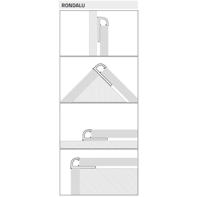 Négyzet alakú alumínium profil Rondalu Alu Anod Black Brushed 2700/27/10 mm