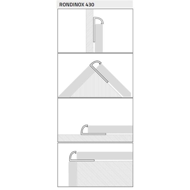 Négyzet alakú alumínium profil Rondinox S-steel Polished 2500/27/10 mm