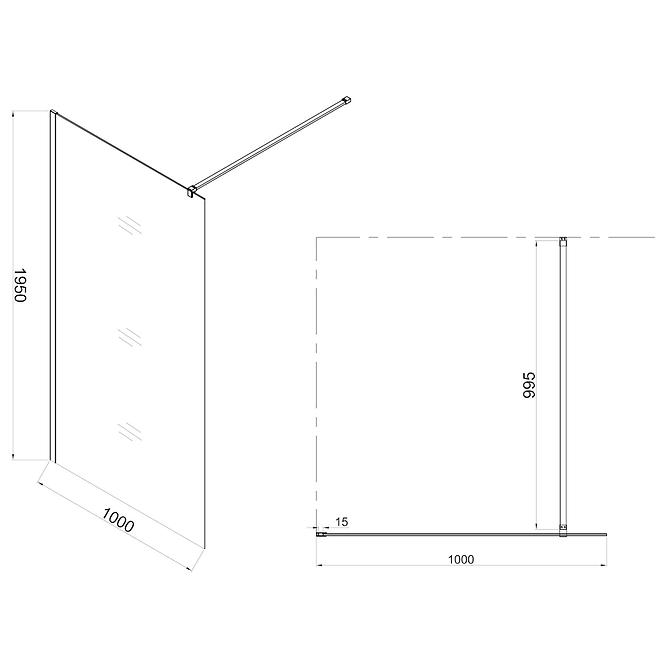 Zuhanyfal WALK-IN MIST 100X195,5