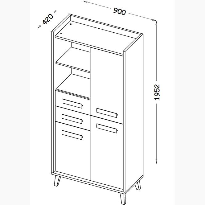 Regál  W3  Werso Riviera/Fehér/Antracyt