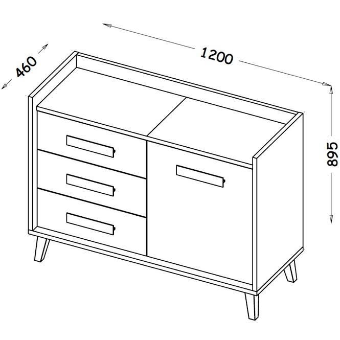 Komód W6 Werso Riviera/Fehér/Antracit,2