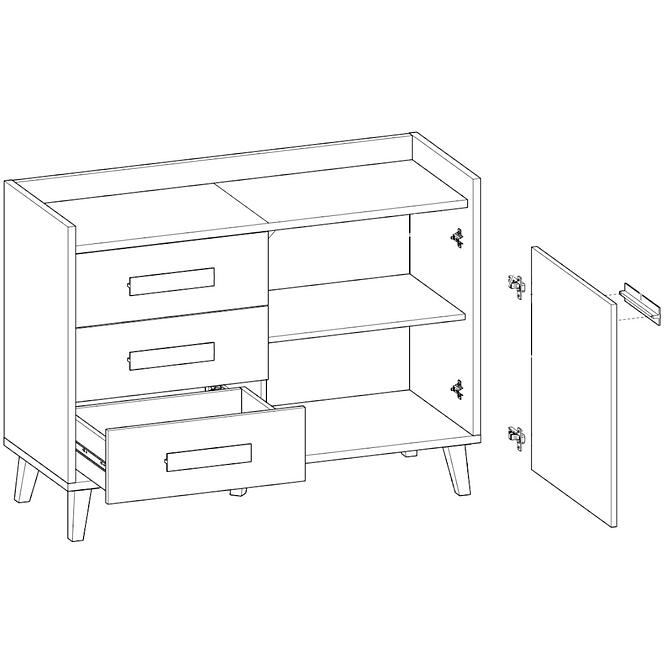 Komód W6 Werso Riviera/Fehér/Antracit,3