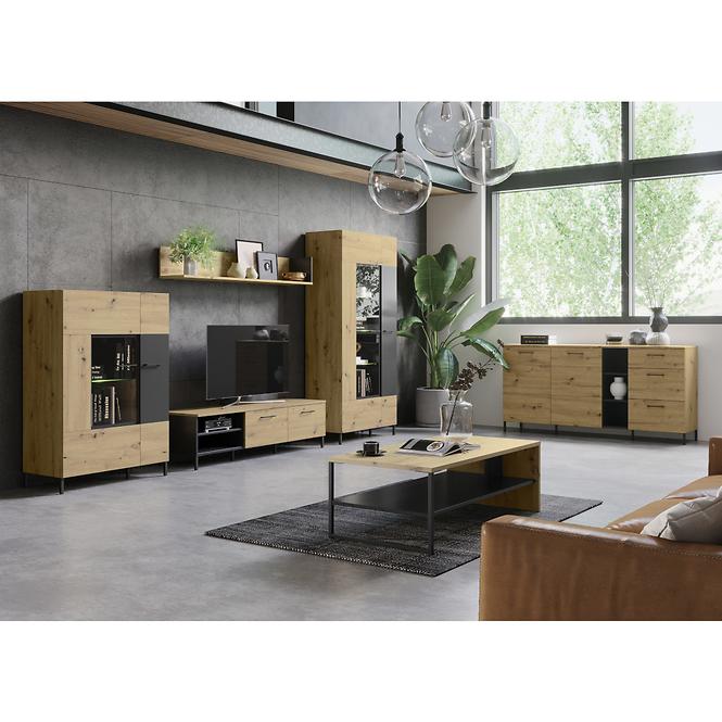 Szekrény RTV Lucas 25 tölgy artisan/fekete