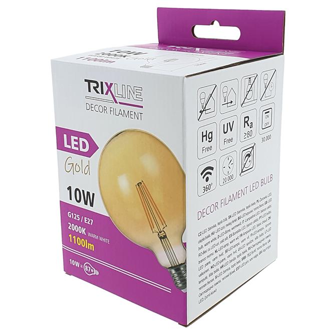 Izzó LED G125 10W E27 2000K Gold Decor Filament,2