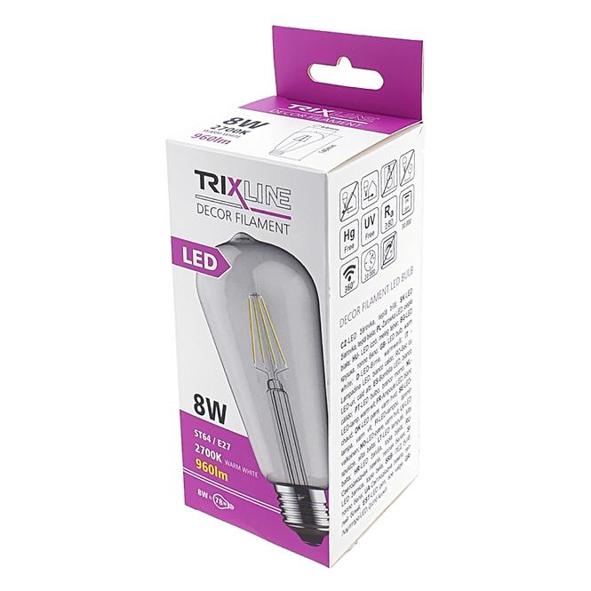 Izzó LED ST64 8W E27 2700K Decor Filament,2