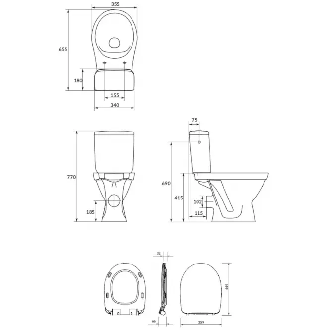 WC 699 SIMPLE-ON kombinált lassú záródású,4