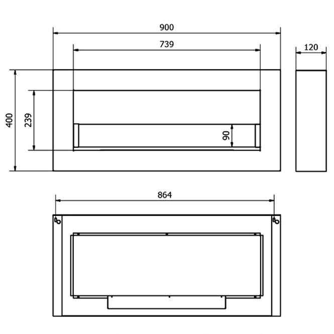 Biokandalló 900x400 BOX fekete szerkezeti üveg