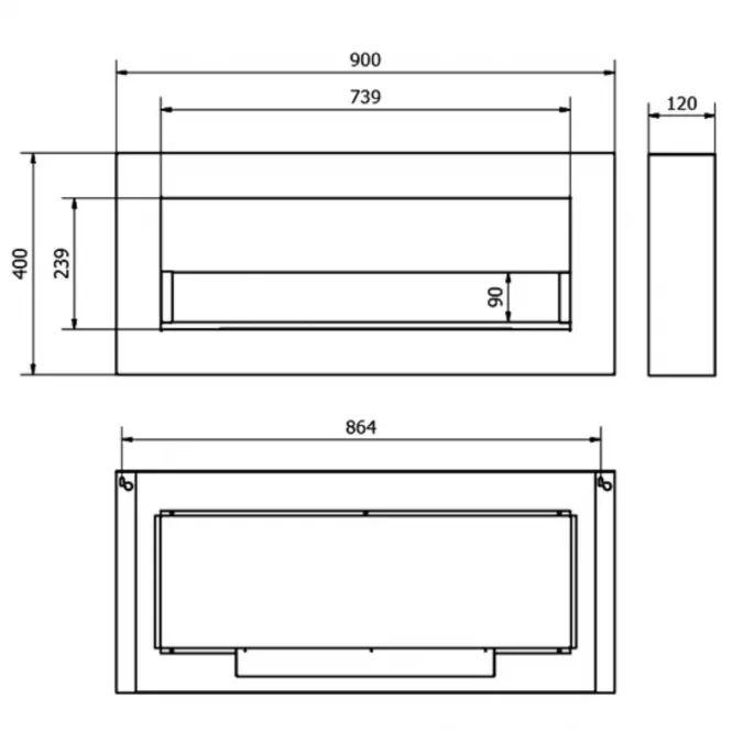 Biokandalló 900x400 BOX fekete szerkezeti üveg,4