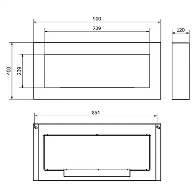 Biokandalló 900X400 BOX fehér üveggel
