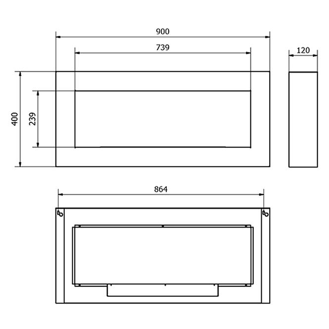 Biokandalló 900X400 BOX fehér üveggel