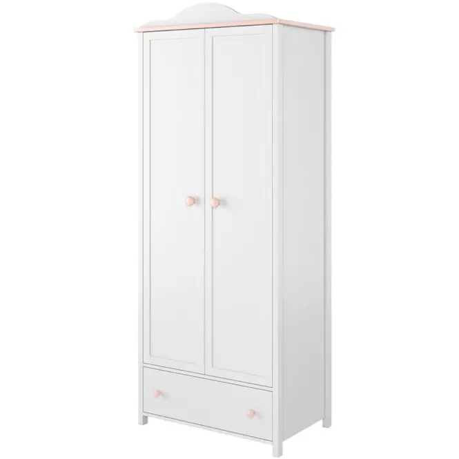 Szekrény 2D Luna LN-01 fehér/rózsaszín