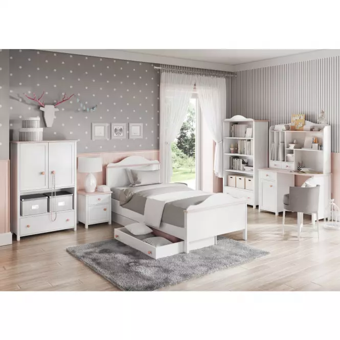 Regál 1S Luna LN-02 fehér/rózsaszín,6