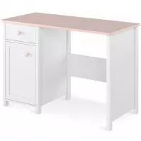 Íróasztal 1D1S Luna LN-03 fehér/rózsaszín