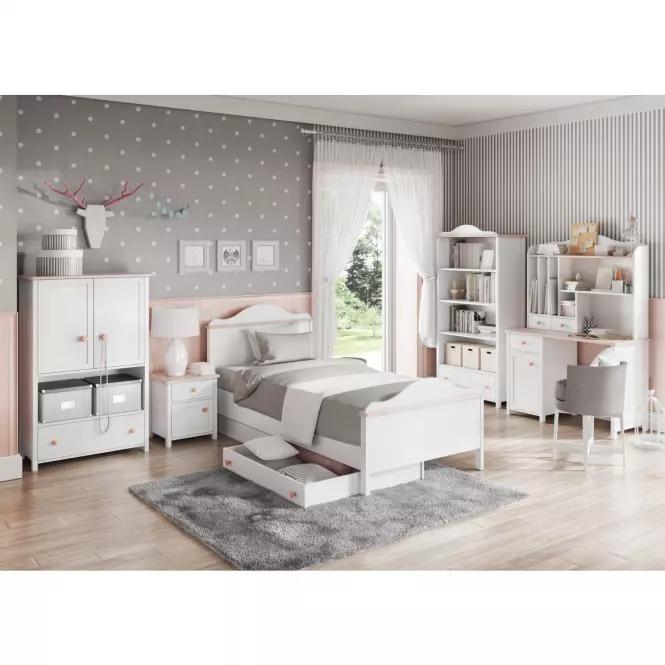 Szekrény Luna LN-04 fehér/rózsaszín,8