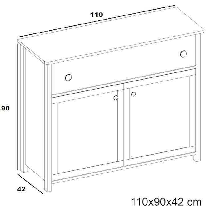 Komód 2D1S Luna LN-05 fehér/rózsaszín